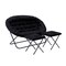Emma and Oliver Janey Folding Double Saucer Chair with 2 Ottomans and Steel Frame for Dorm or Bedroom